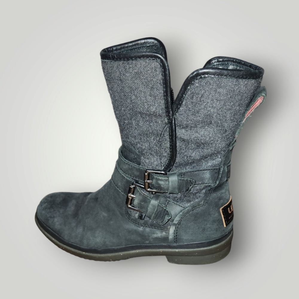 UGG Australia 'Simmens' Waterproof Black Leather Winter Boots 5